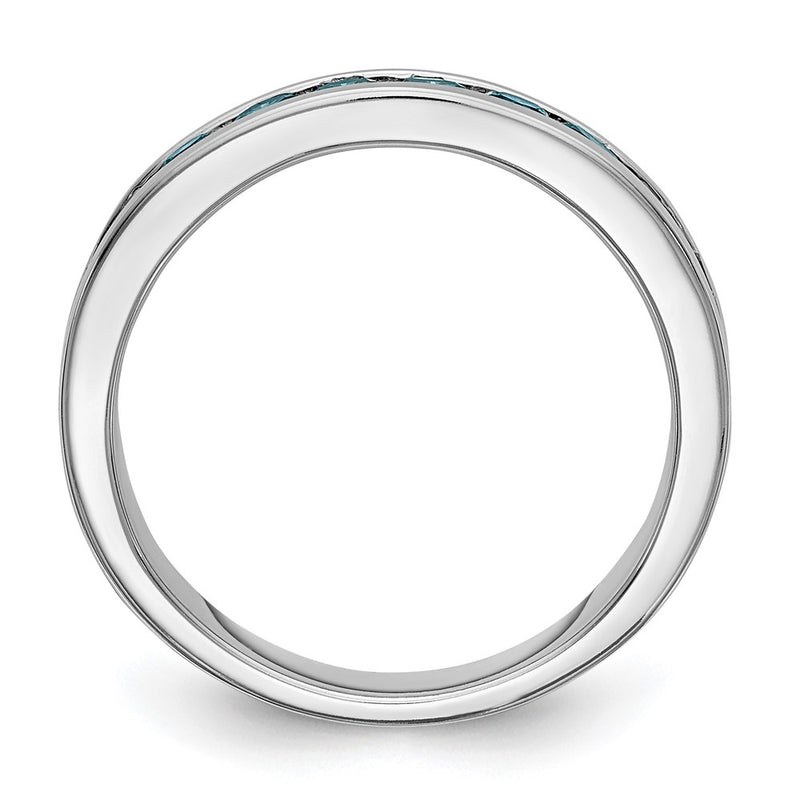 14K White Gold 3/4 Carat Blue Diamond Complete Channel Band