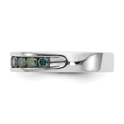 14K White Gold 3/4 Carat Blue Diamond Complete Channel Band
