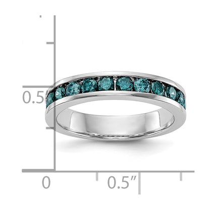 14K White Gold 3/4 Carat Blue Diamond Complete Channel Band