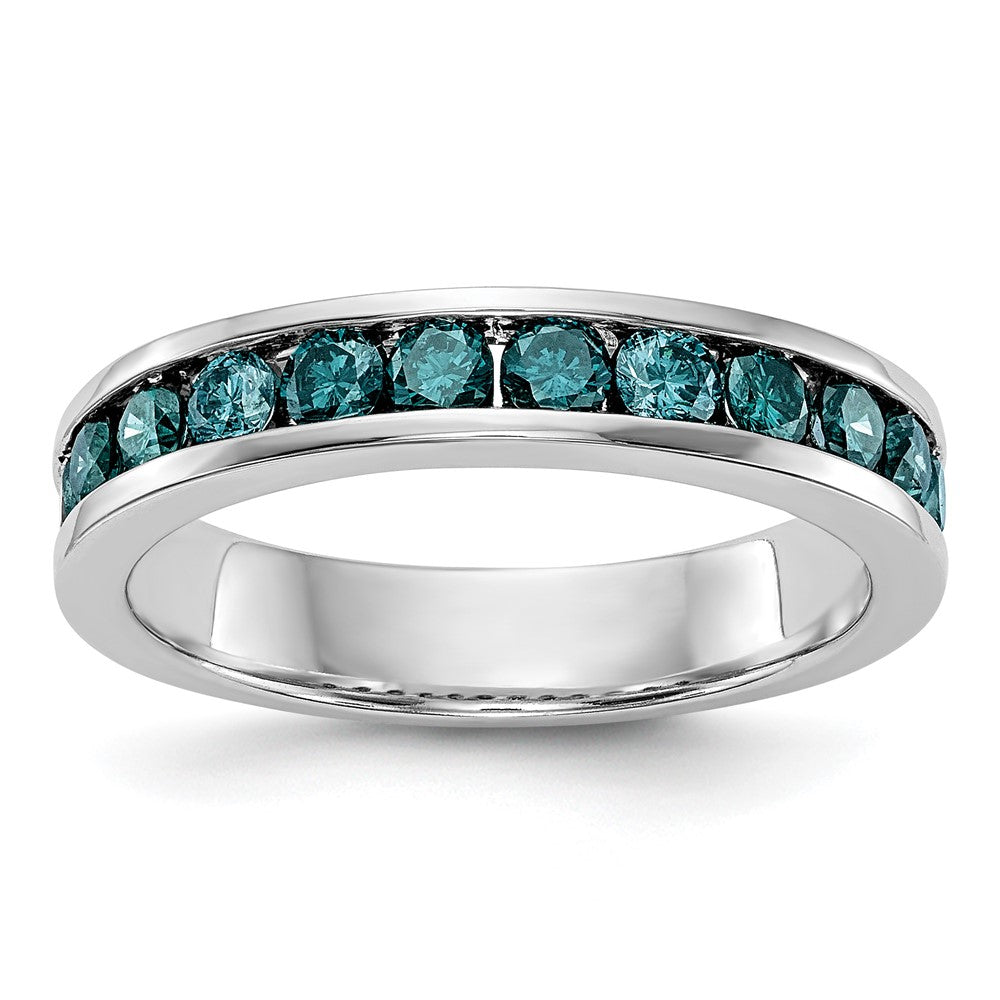 14K White Gold 3/4 Carat Blue Diamond Complete Channel Band