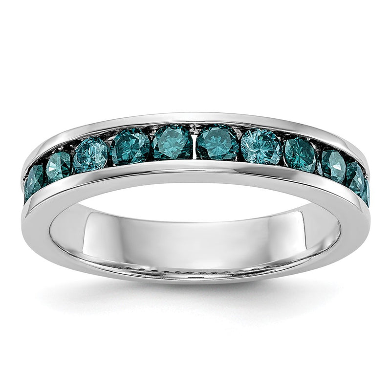 14K White Gold 3/4 Carat Blue Diamond Complete Channel Band