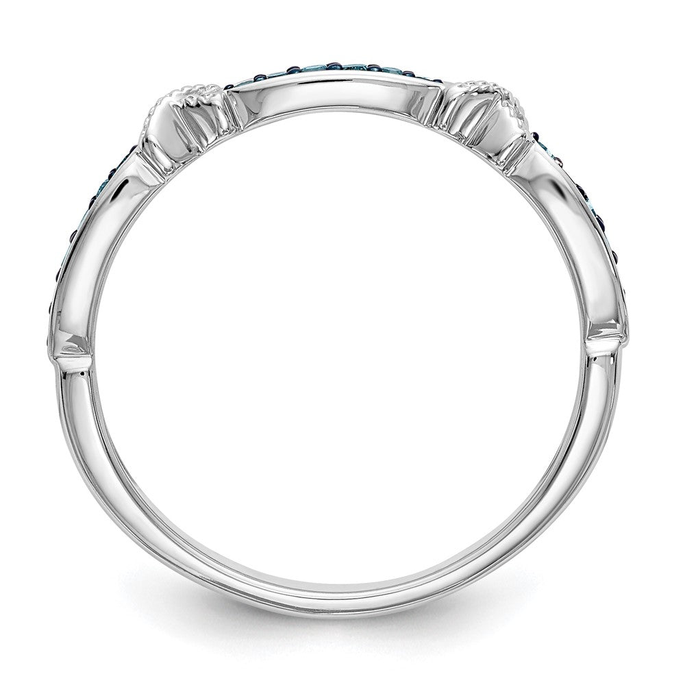 14K White Gold X Design 1/10 Carat Blue Diamond Complete Band