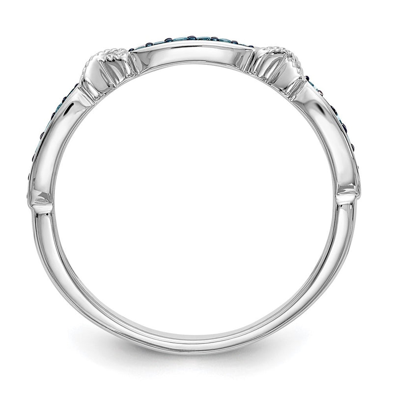 14K White Gold X Design 1/10 Carat Blue Diamond Complete Band
