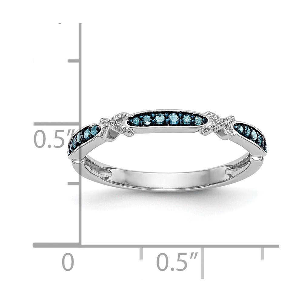 14K White Gold X Design 1/10 Carat Blue Diamond Complete Band