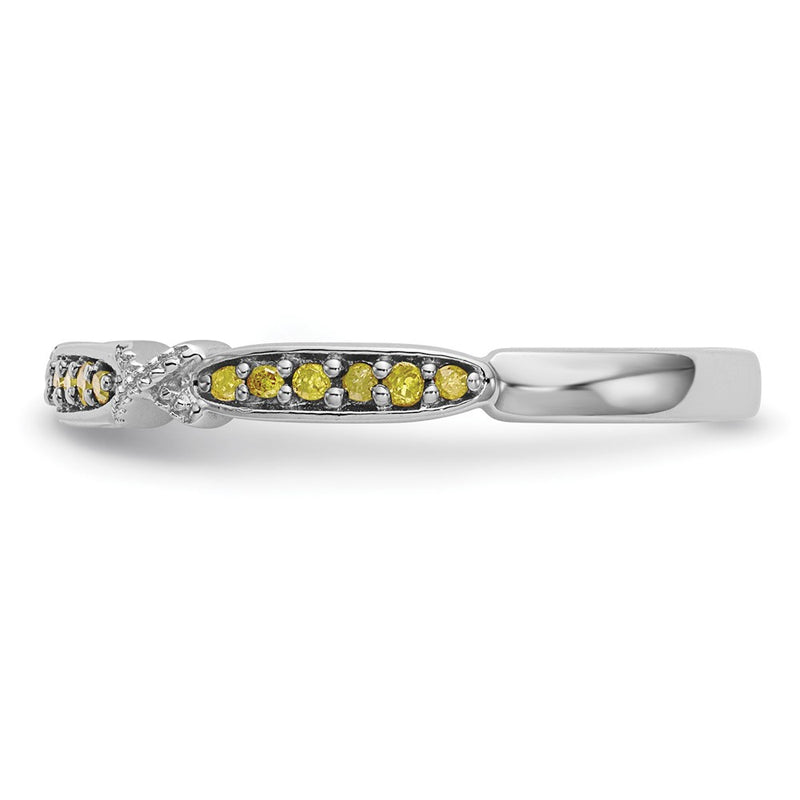 14K White Gold Yellow Diamond Wedding Band Ring