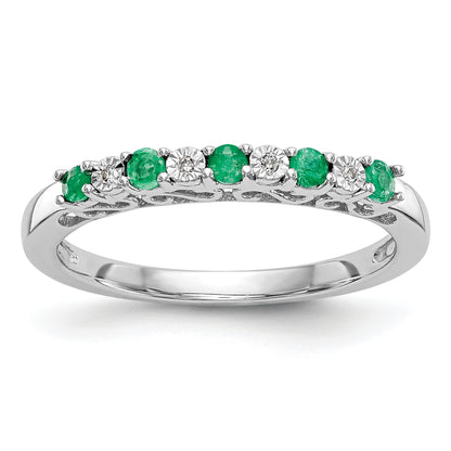 10K White Gold 10K Diamond W/Emerald Band