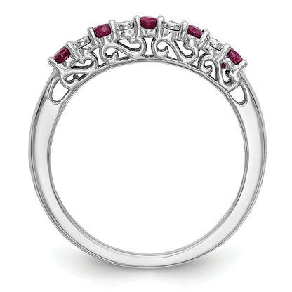 10K White Gold Diamond W/Ruby Band