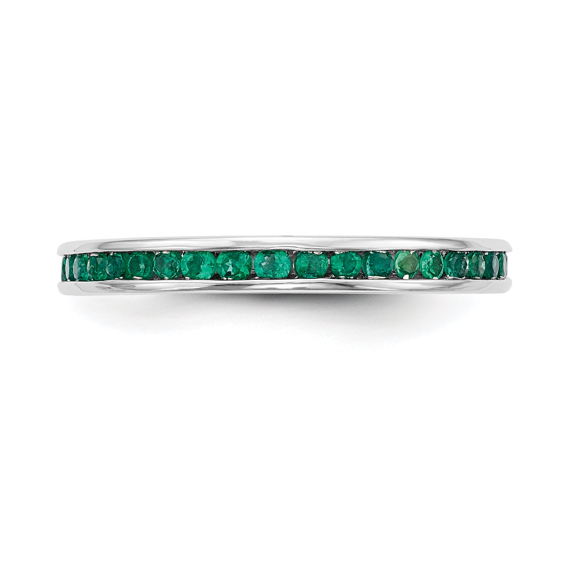 14k White Gold Emerald Band