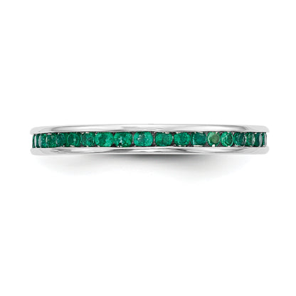 14k White Gold Emerald Band