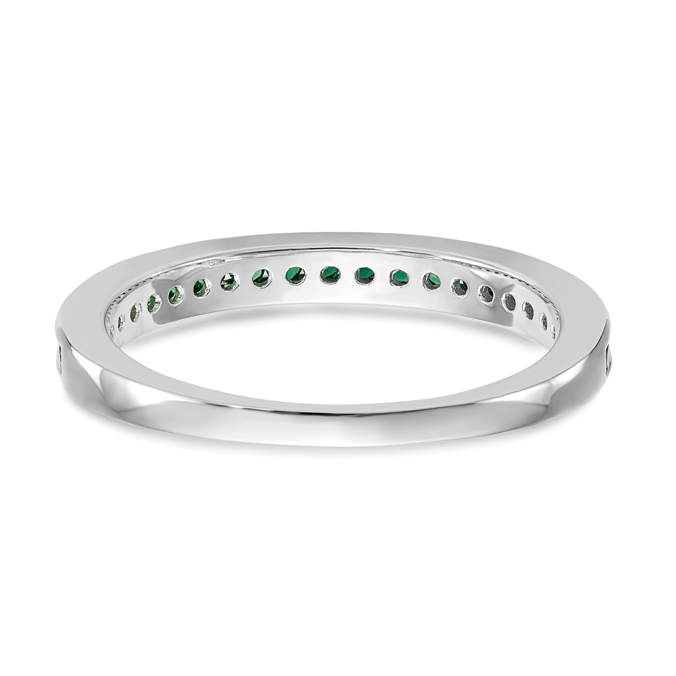 14k White Gold Emerald Band