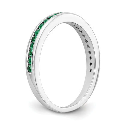 14k White Gold Emerald Band
