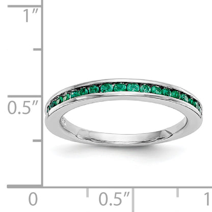 14k White Gold Emerald Band