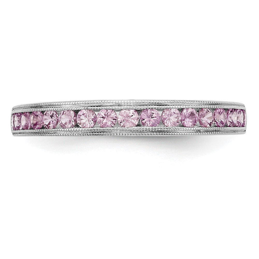 Solid 14k White Gold PinK Simulated Sapphire Band