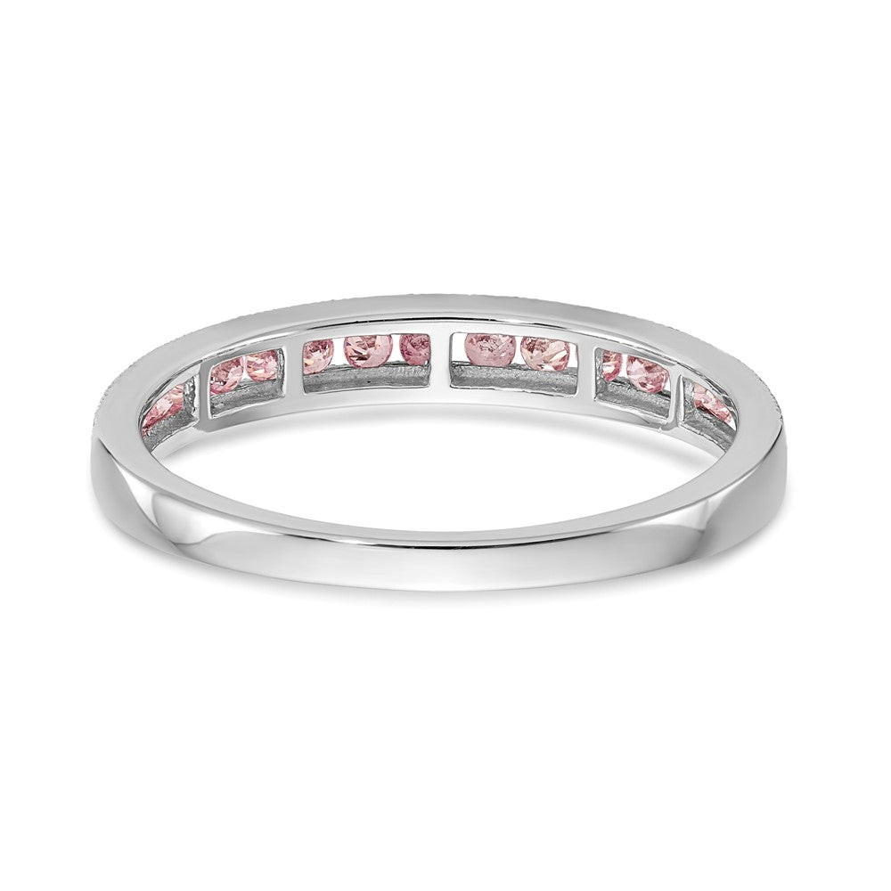 Solid 14k White Gold PinK Simulated Sapphire Band