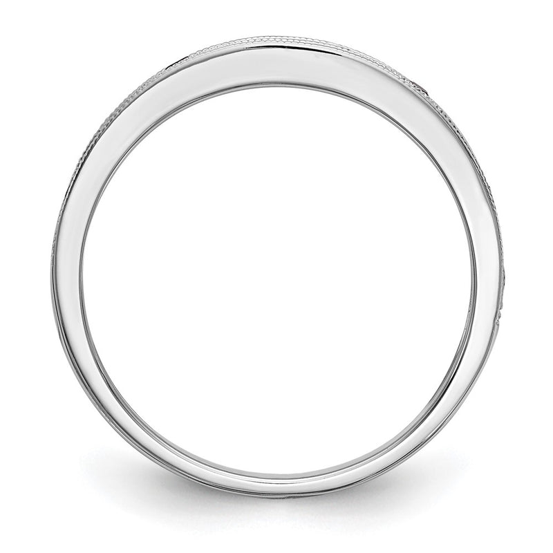 Solid 14k White Gold Blue Simulated Sapphire Band