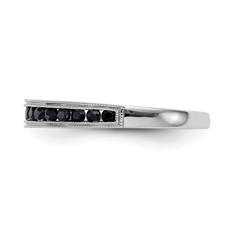 Solid 14k White Gold Blue Simulated Sapphire Band