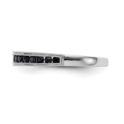 Solid 14k White Gold Blue Simulated Sapphire Band
