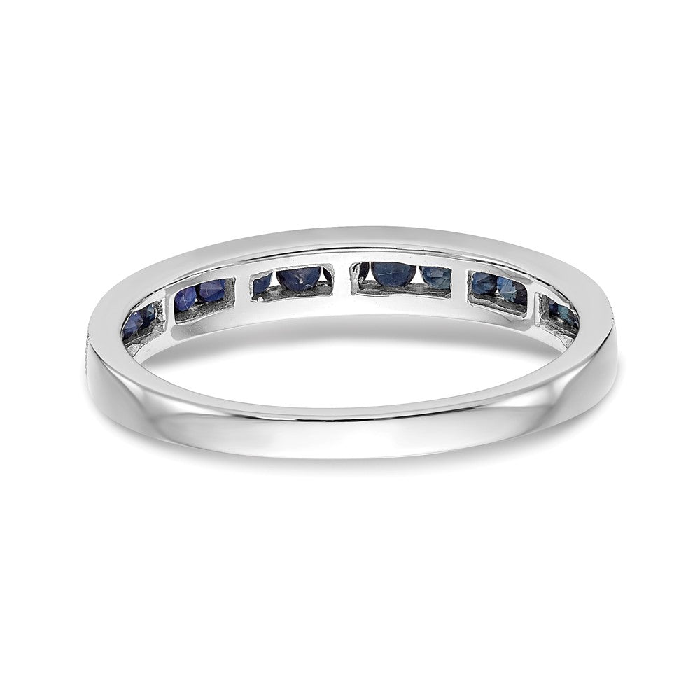 Solid 14k White Gold Blue Simulated Sapphire Band