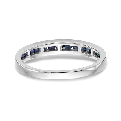 Solid 14k White Gold Blue Simulated Sapphire Band