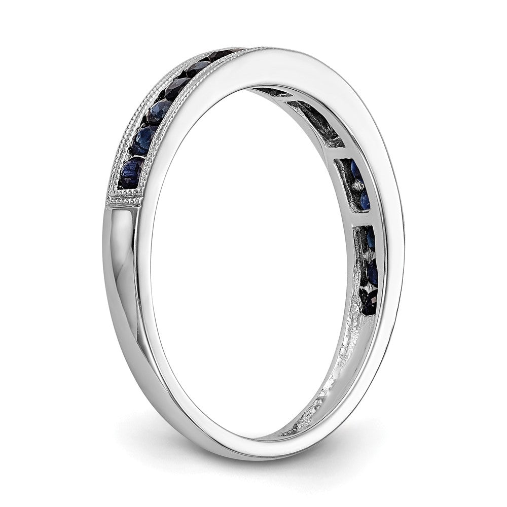 Solid 14k White Gold Blue Simulated Sapphire Band