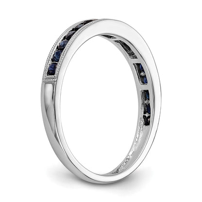 Solid 14k White Gold Blue Simulated Sapphire Band