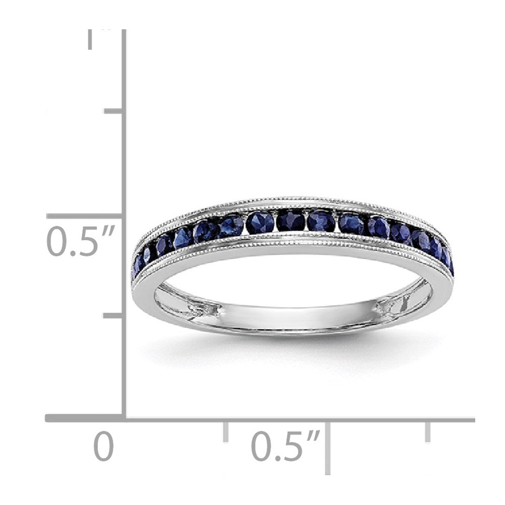 Solid 14k White Gold Blue Simulated Sapphire Band