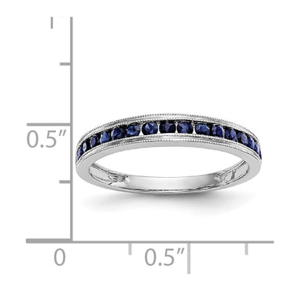 Solid 14k White Gold Blue Simulated Sapphire Band