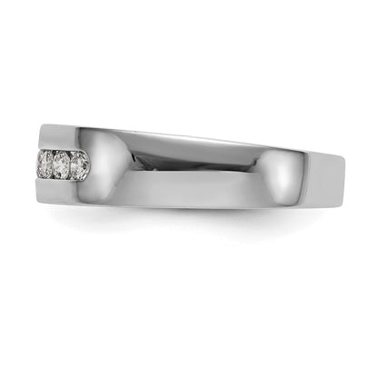 14K White Gold 5-Stone Real Diamond Men's Channel Band