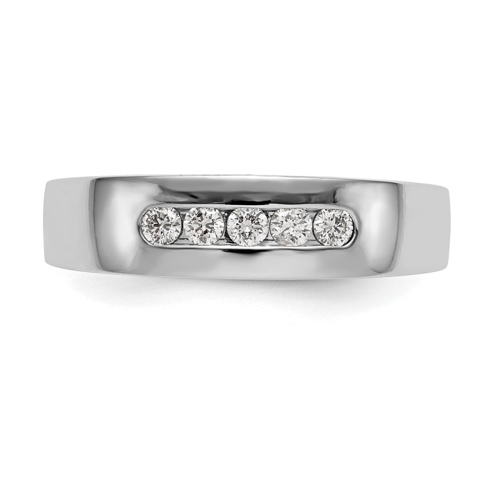 14K White Gold 5-Stone Real Diamond Men's Channel Band