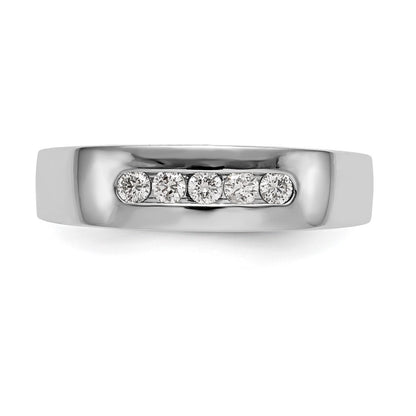 14K White Gold 5-Stone Real Diamond Men's Channel Band