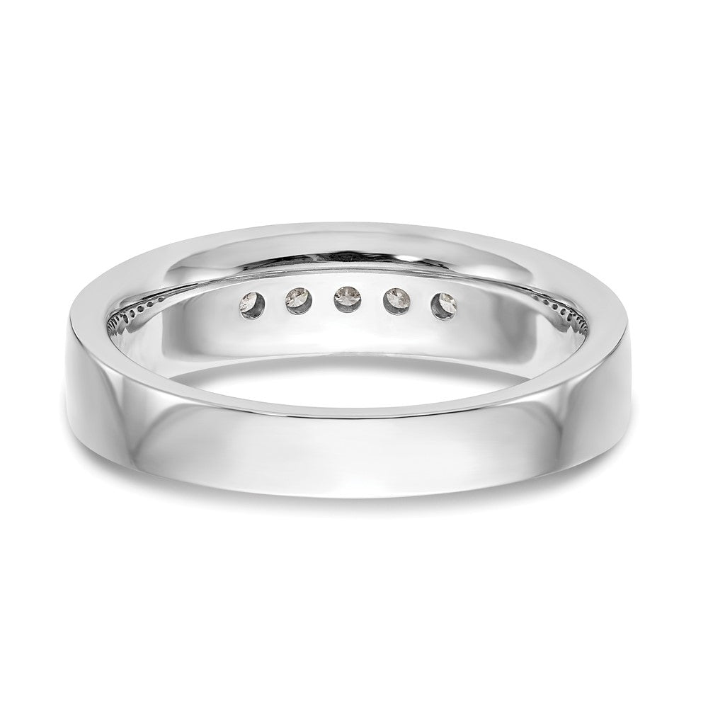 14K White Gold 5-Stone Real Diamond Men's Channel Band
