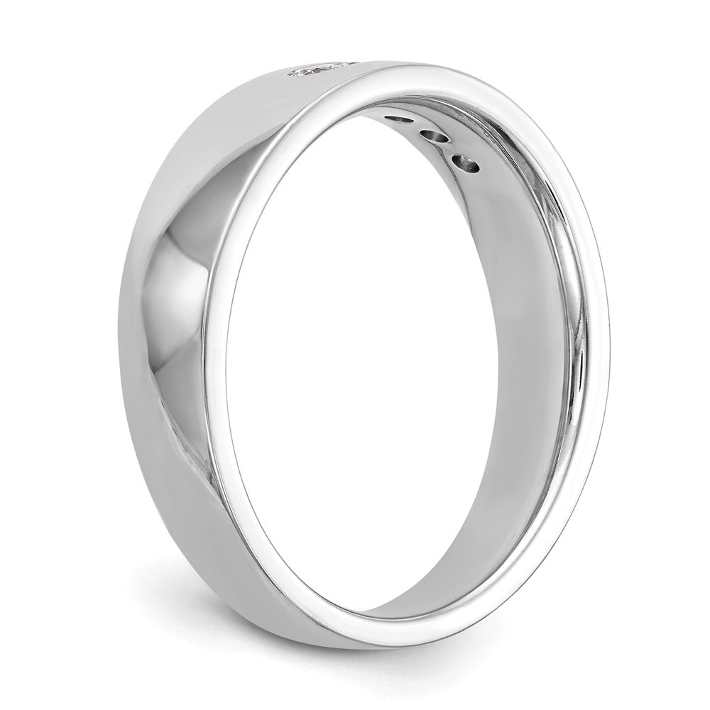 14K White Gold 5-Stone Real Diamond Men's Channel Band