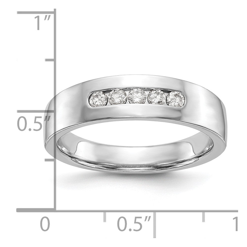 14K White Gold 5-Stone Real Diamond Men's Channel Band