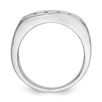 14K White Gold 5-Stone Real Diamond Men's Channel Band
