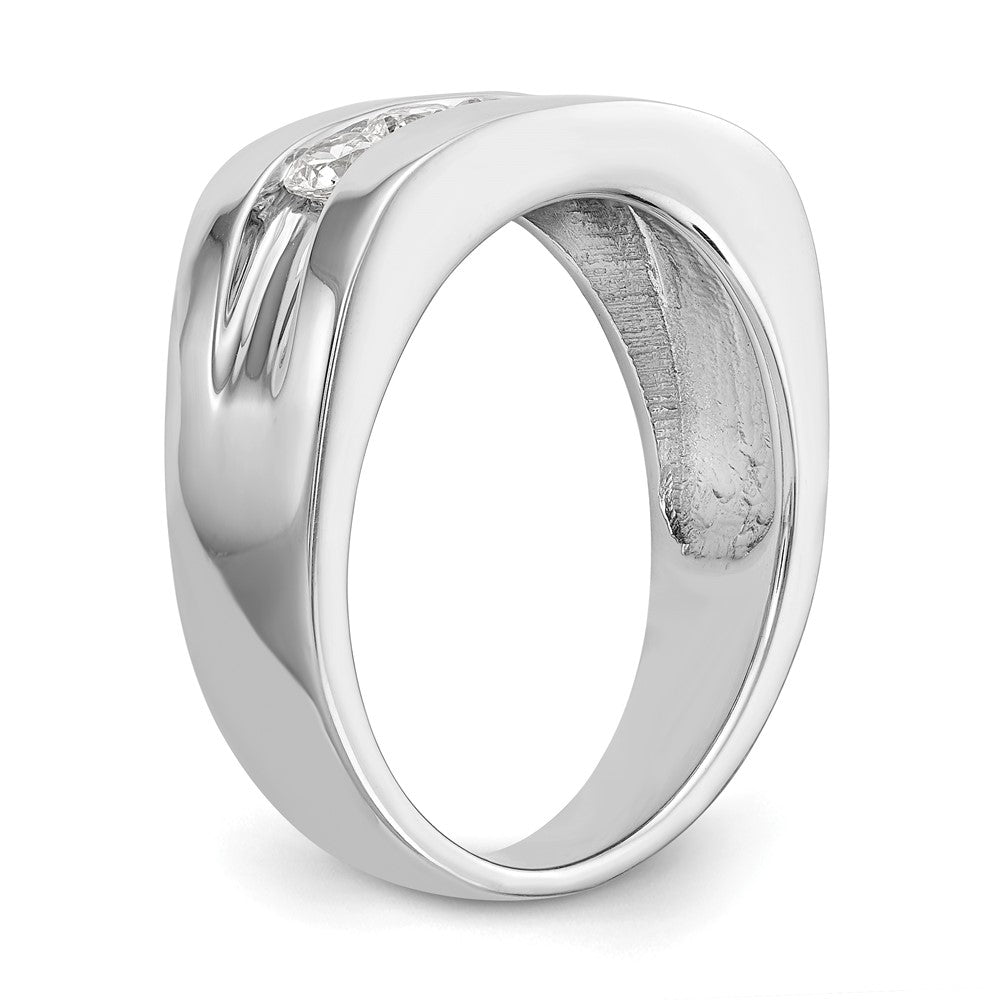 14K White Gold 5-Stone Real Diamond Men's Channel Band