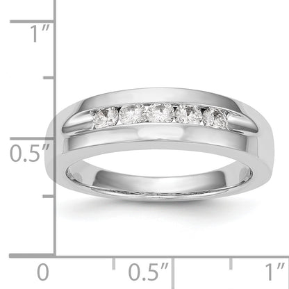 14K White Gold 5-Stone Real Diamond Men's Channel Band