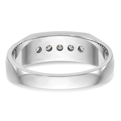 14K White Gold True Origin Men'S 1/3 Carat Lab Grown Diamond Vs Def Five Stone Channel Band