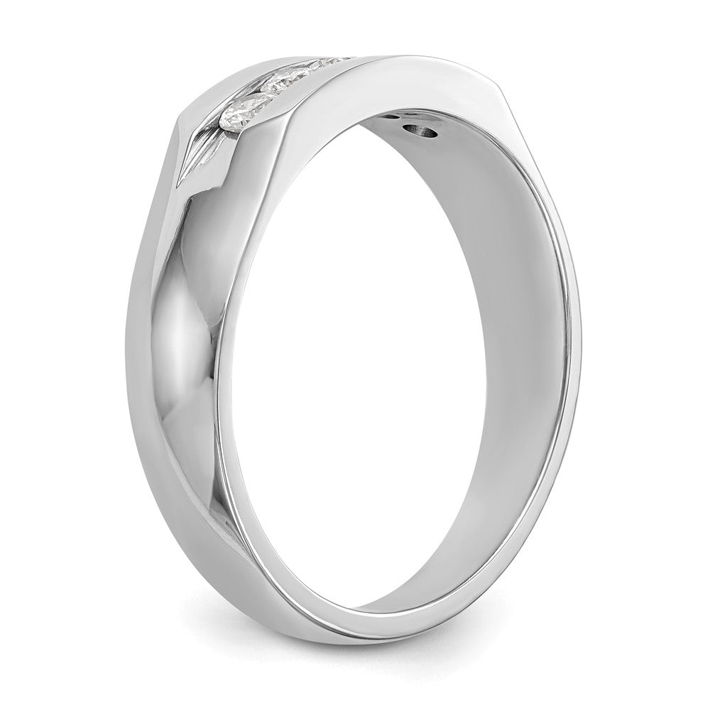 14K White Gold True Origin Men'S 1/3 Carat Lab Grown Diamond Vs Def Five Stone Channel Band