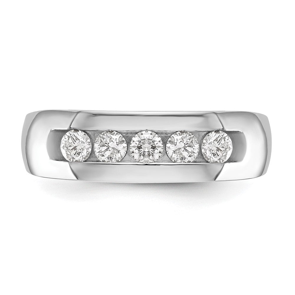 True Origin 14K White Gold Men's 1/2 carat Lab Grown Diamond VS/SI  D E F  5 Stone Channel Wedding Band Ring