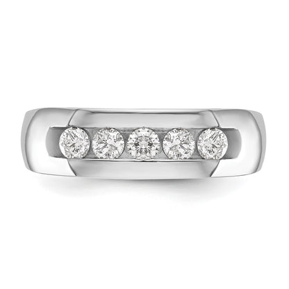 True Origin 14K White Gold Men's 1/2 carat Lab Grown Diamond VS/SI  D E F  5 Stone Channel Wedding Band Ring