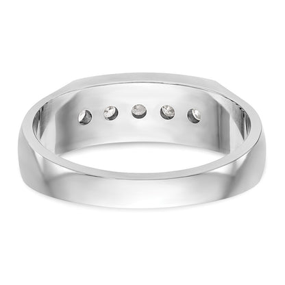 True Origin 14K White Gold Men's 1/2 carat Lab Grown Diamond VS/SI  D E F  5 Stone Channel Wedding Band Ring