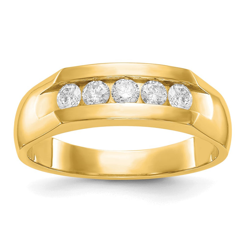 True Origin 14K Men's 1/2 carat Lab Grown Diamond VS/SI  D E F  5 Stone Channel Wedding Band Ring