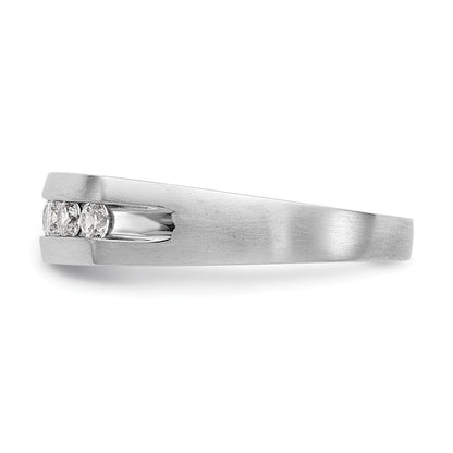 14K White Gold Real Diamond Men's Band