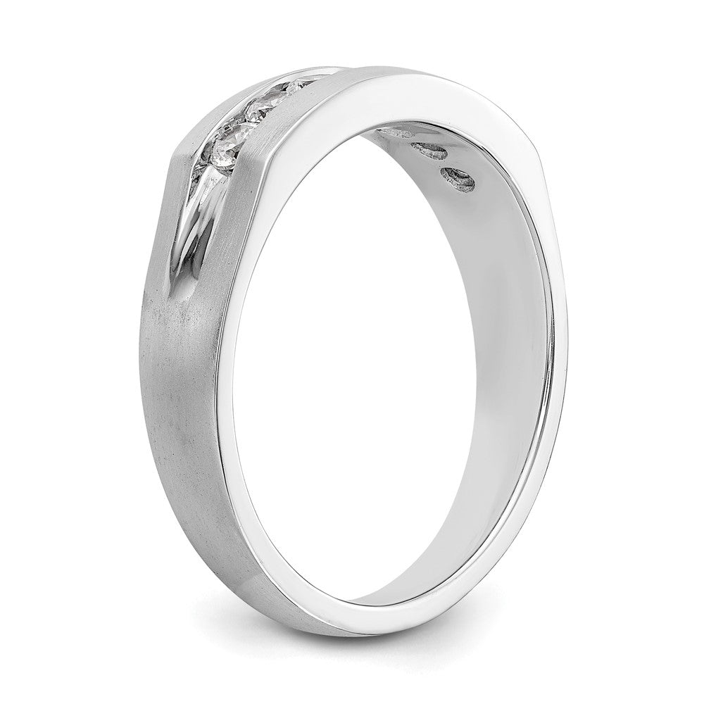 14K White Gold Real Diamond Men's Band