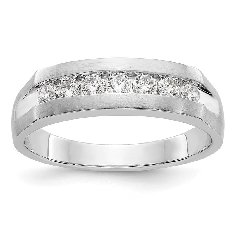 14K White Gold True Origin Men'S 1/2 Carat Lab Grown Diamond Vs Def Channel Band