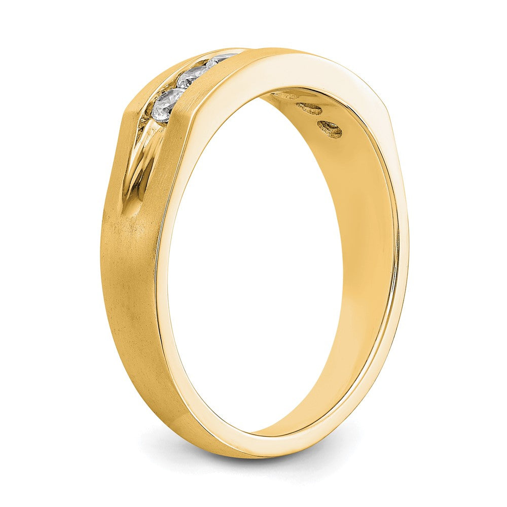True Origin 14K Yellow Gold Men's 1/2 carat Lab Grown Diamond VS+ F+ Complete Channel Wedding Band Ring