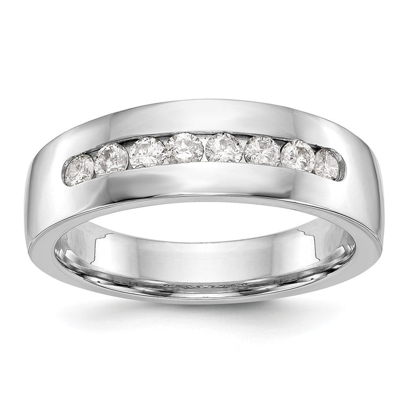 14K White Gold 8 Stone 1/2 Carat Diamond Complete Men'S Channel Band
