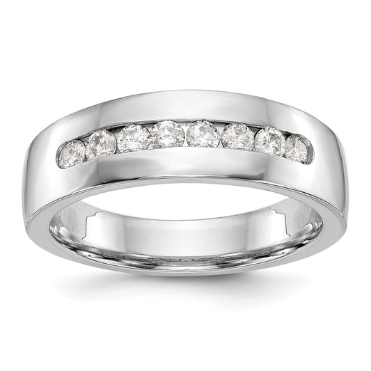 14K White Gold 8 Stone 1/2 Carat Diamond Complete Men'S Channel Band