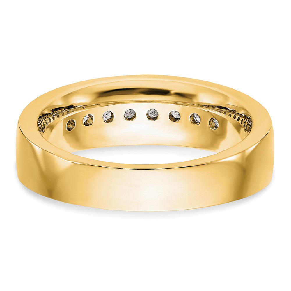 True Origin 14K Yellow Gold Men's 1/2 carat Lab Grown Diamond VS+ F+ Complete Channel Wedding Band Ring