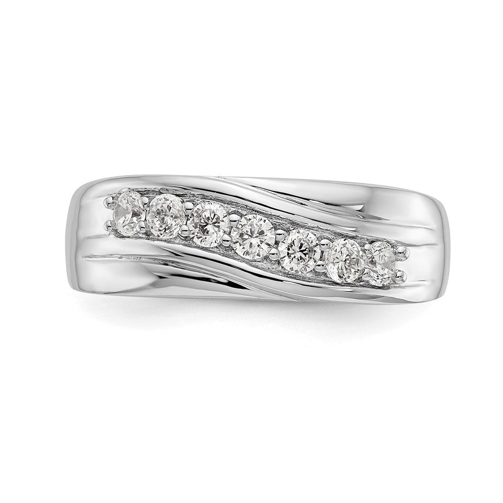 14k White Gold 7-Stone 1/2 carat Diamond Complete Mens Band